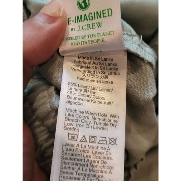 J. Crew Pants Women's 10 Seafoam Green Wide Leg Linen Cotton Paperbag Pull On - Picture 5 of 5